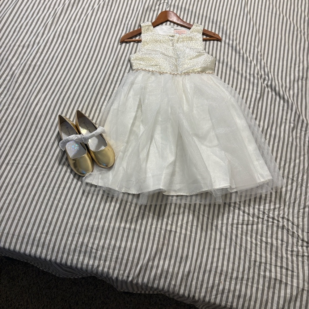 Biscotti Sparkling Gold and Cream girls Dress
